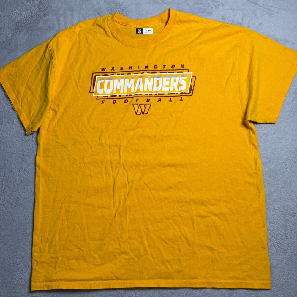 NFL Team Apparel Washington Commanders T Shirt (XL) Yellow 100% Cotton